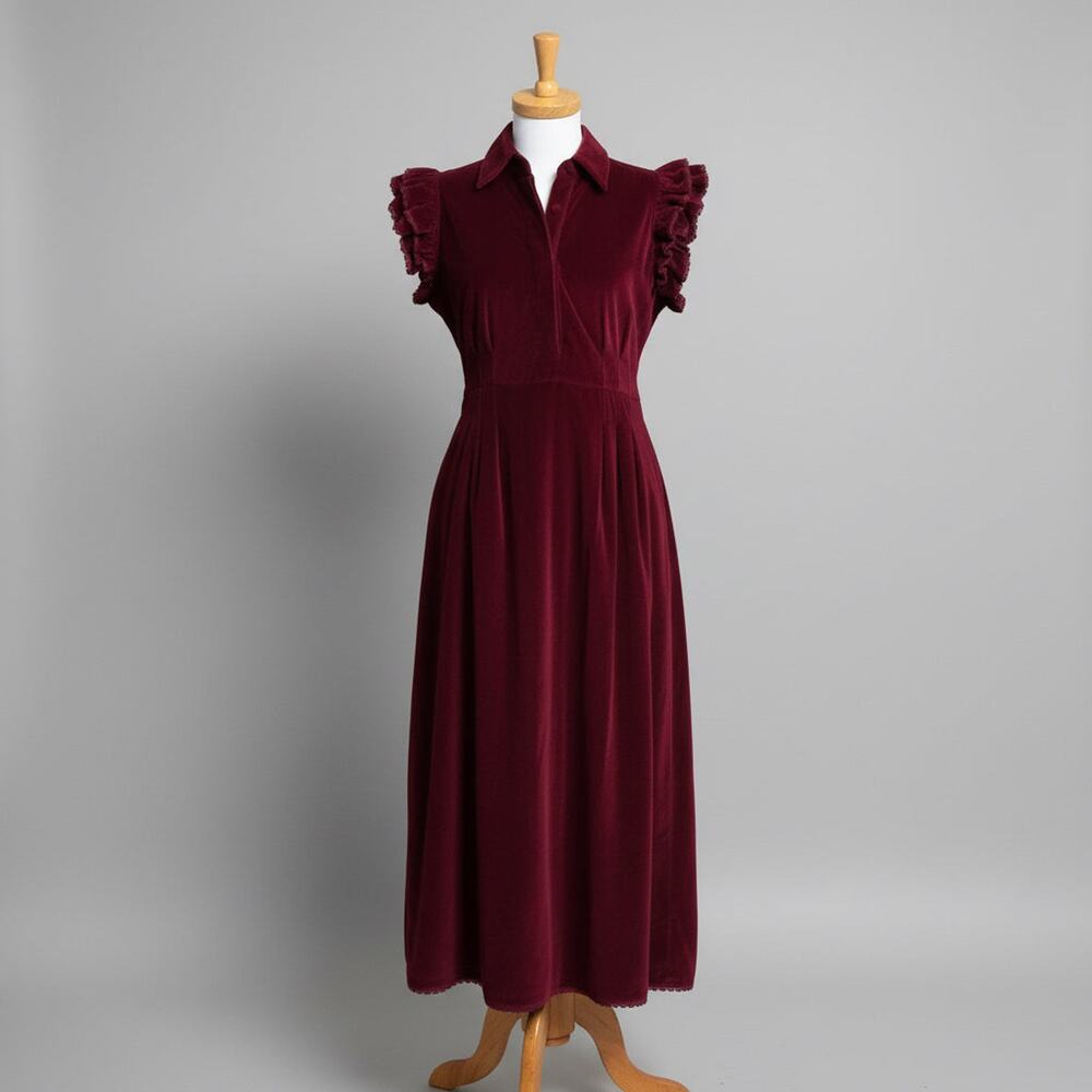 Trish Scully burgundy velvet Sabine dress, size M